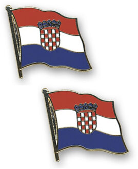 Pin Vlag Kroatie - 2x - 2 cm - vlaggen speldje - supporter - mini broche