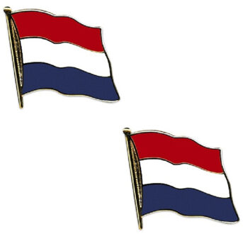 Pin Vlag Nederland - 2x - 2 cm - vlaggen speldje - supporter - mini broche