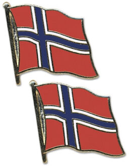 Pin Vlag Noorwegen - 2x - 2 cm - vlaggen speldje - supporter - mini broche