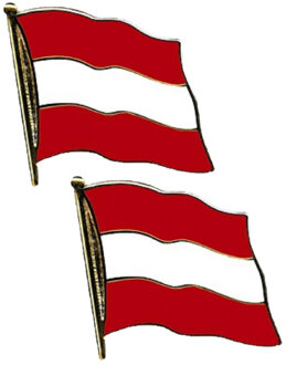 Pin Vlag Oostenrijk - 2x - 2 cm - vlaggen speldje - supporter - mini broche
