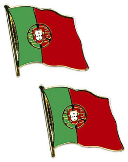 Pin Vlag Portugal - 2x - 2 cm - vlaggen speldje - supporter - mini broche