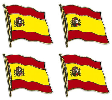 Pin Vlag Spanje - 4x stuks - 2 cm - vlaggen speldje - supporter - mini broche