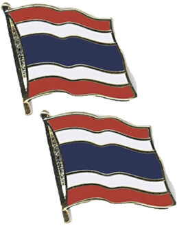 Pin Vlag Thailand - 2x stuks - 2 cm - vlaggen speldje - supporter - mini broche
