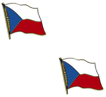 Pin Vlag Tsjechie - 2x - 2 cm - vlaggen speldje - supporter - mini broche