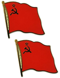 Pin Vlag USSR - 2x stuks - 2 cm - vlaggen speldje - supporter - mini broche