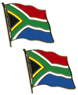 Pin Vlag Zuid Afrika - Set van 2x stuks - 2 cm - vlaggen speldje - supporter - mini broche