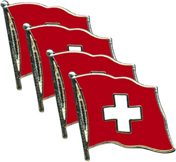 Pin Vlag Zwitserland - 4x - 2 cm - vlaggen speldje - supporter - mini broche