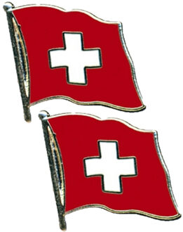 Pin Vlag Zwitserland - 4x stuks - 2 cm - vlaggen speldje - supporter - mini broche