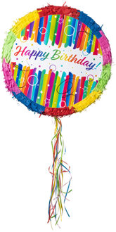 Piñata happy birthday - multikleur - ø44x9 cm
