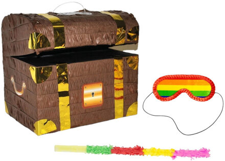 Pinata piraten schatkist set + stok + masker
