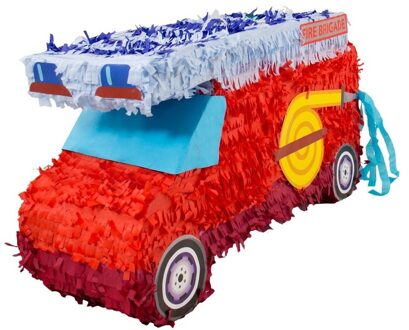 Pinata rode brandweerwagen - 18 x 52 x 30 cm - rood - auto