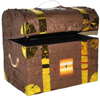 Pinata schatkist - bruin - 23 x 32 x 30 cm - piraten thema feest