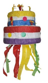 Pinata taart - gekleurd - 30 cm - karton - verjaardagstaart - versiering