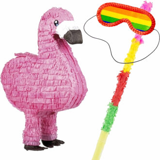 Pinata van een Flamingo set met masker en stok