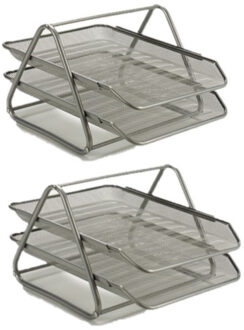 Pincello 2x stuks brievenbakjes/postbakjes metaal grijs A4 formaat