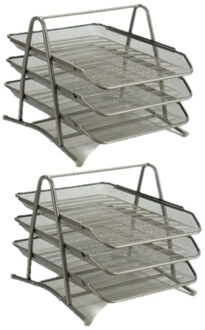 Pincello 2x stuks brievenbakjes/postbakjes metaal grijs A4 formaat