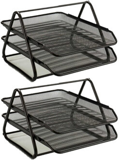 Pincello 2x stuks brievenbakjes/postbakjes metaal zwart A4 formaat