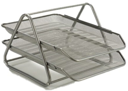 Pincello Brievenbakje/postbakje 2 laags - metaal - grijs - A4 formaat - 30 x 35 x 21 cm