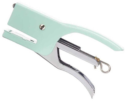 Pincello Kantoor nietmachine/niettang - metaal - 11 cm - mintgroen- met 500 nietjes
