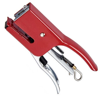 Pincello Kantoor nietmachine/niettang - metaal - 17 cm - rood - thuis/werk - voor nietjes nr10