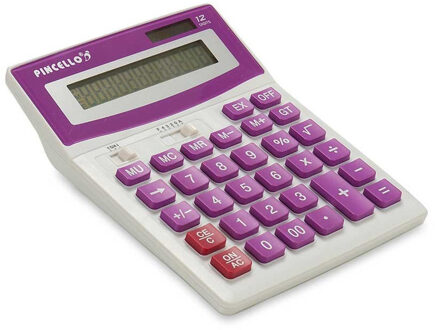 Pincello Rekenmachine/calculator - roze - 15 x 19 cm - voor school of kantoor - Solar