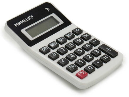 Pincello Rekenmachine/calculator - wit - 7 x 11 cm - voor school of kantoor - Solar/zonne-energie