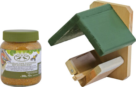 Pindakaas met ophang voor tuinvogels pakket - 1x pot vruchten voer - diverse soorten vogels voeren