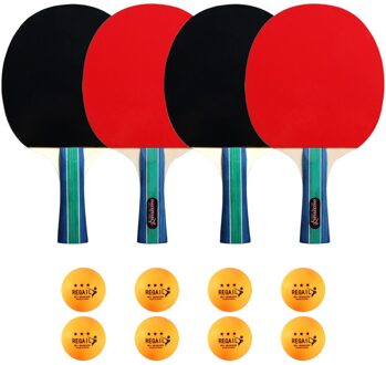 Ping Pong Peddels Tafeltennis Rackets Met 8Pcs Drie Ster Ballen Vleermuizen Ping Pong Racket Set Training Racket