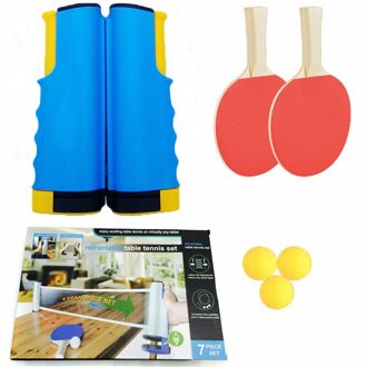 Ping Pong Set Ping Pong Bal 1.7M Tafel Netto Tafeltennis Racket Peddels Pingpong Training Accessoires Indoor Workout Trainning blauw Full reeks