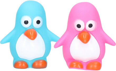 Pinguin/badeendjes - rubber - 2 stuks - roze en blauw - 6 cm - bad speelgoed - Badeendjes