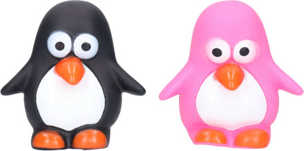 Pinguin/badeendjes - rubber - 2 stuks - roze en zwart - 6 cm - bad speelgoed