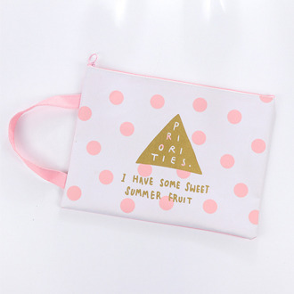 Pink Canvas Document Folder Pouch for A4 File Papeleria Business Paper Document Organizer Bag School Binder Office Supplies