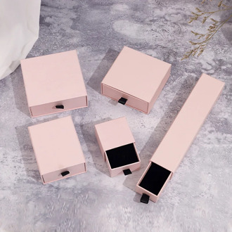 Pink Cardboard Drawer Jewelry set Boxes for Necklace Pendants Packaging Jewelry Display Organizer Storage Gift Box Personalized