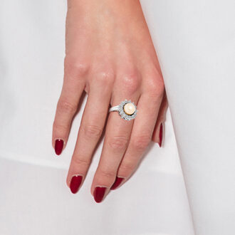 Pink Culture Pearl Ring 9-10 mm Verstelbare zirkoniumoxiden 925 Zilver - One Size