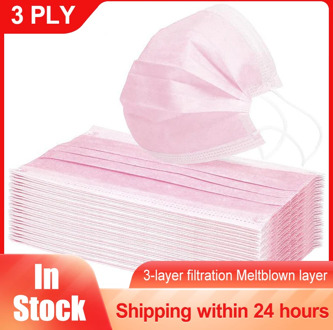 Pink Disposable surgical mask Non-woven 3-layer medicial Face Mask Breathable Mask Elastic Earband Breathable Adult Mouth Mask