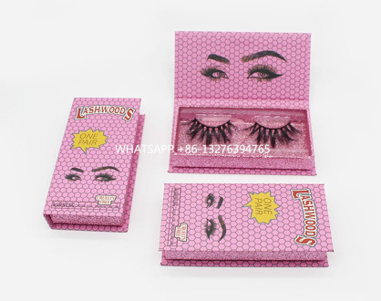 Pink Lashwoods Mink Eyelashes Boxes With Tray Custom Lashbox Packaging With Logo Real Mink Fur Crisscorss 25mm Mink Lashes