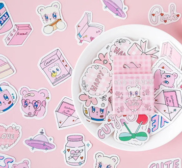 Pink lovely diy decorative sticker(1pack=46pieces)