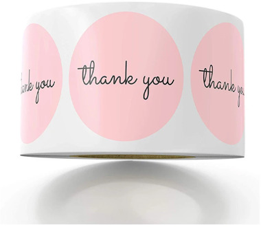 Pink Paper Label Stickers Foil Thank You Wedding Stickers Scrapbooking 1inch 50pcs Envelope Seals Handmade Stationery Sticker