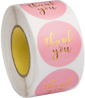 Pink Paper Label Stickers Gold Thank You Sticker Scrapbooking 500pcs for Wedding Gift Card Business Packaging Stationery Sticker