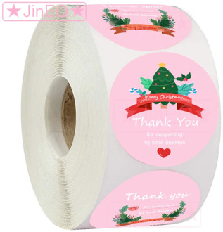 Pink Thank You Stickers for Small Business Round 500pcs Christmas Stickers Roll for Gift Bag Envelope Appreciation Seal Labels