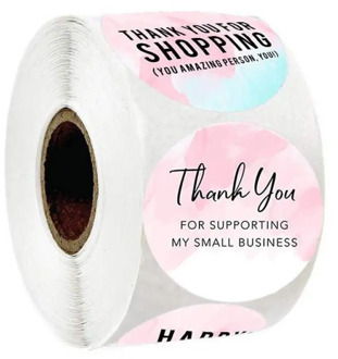 Pink Thank You Stickers for Supporting My Business 500pcs 1'' Circle Paper Handmade Seal Label Gift Packaging Stationery Sticker