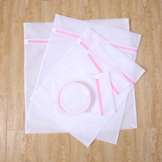Pink Zippered Mesh Laundry Wash Bags Polyester Laundry Bra Bags Lingerie Bra Underwear Washing Machine Clothes Protection Net