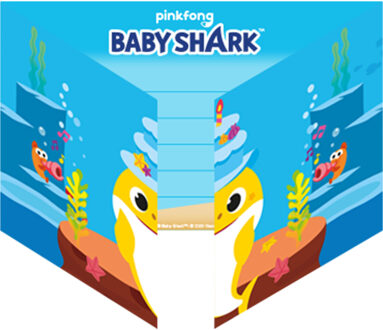 Pinkfong Uitnodigingen Baby Shark Junior Papier Blauw 16-delig