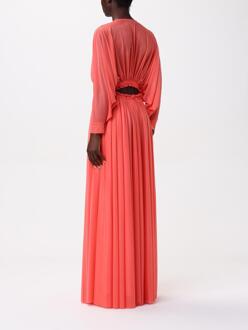 Pinko Aline Maxi Jurk V-hals Lange Mouwen Lichtroze