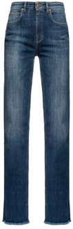 Pinko Blauwe Cross Straight Jeans Pinko , Blue , Dames - W28