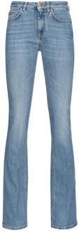 Pinko Blauwe Uitlopende Stretch Denim Jeans met Love Birds Borduursel Pinko , Blue , Dames - W26,W32,W29,W27
