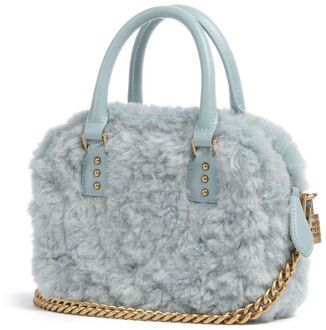 Pinko Bowling Mini Handtas Faux Bont Lichtblauw