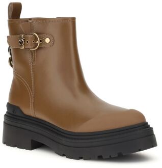 Pinko Buckle Leren Enkellaarzen Bruin