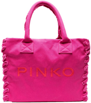 Pinko Canvas Strand Shopping Tas Fuchsia Pinko , Pink , Dames - ONE Size