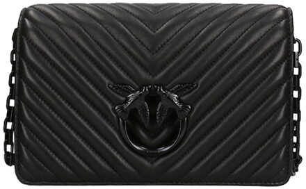 Pinko Chevron Love-tas met verborgen sluiting Pinko , Black , Dames - ONE Size